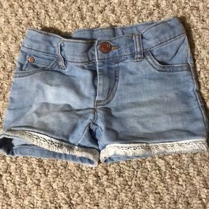 Carters girls denim shorts with lace detail